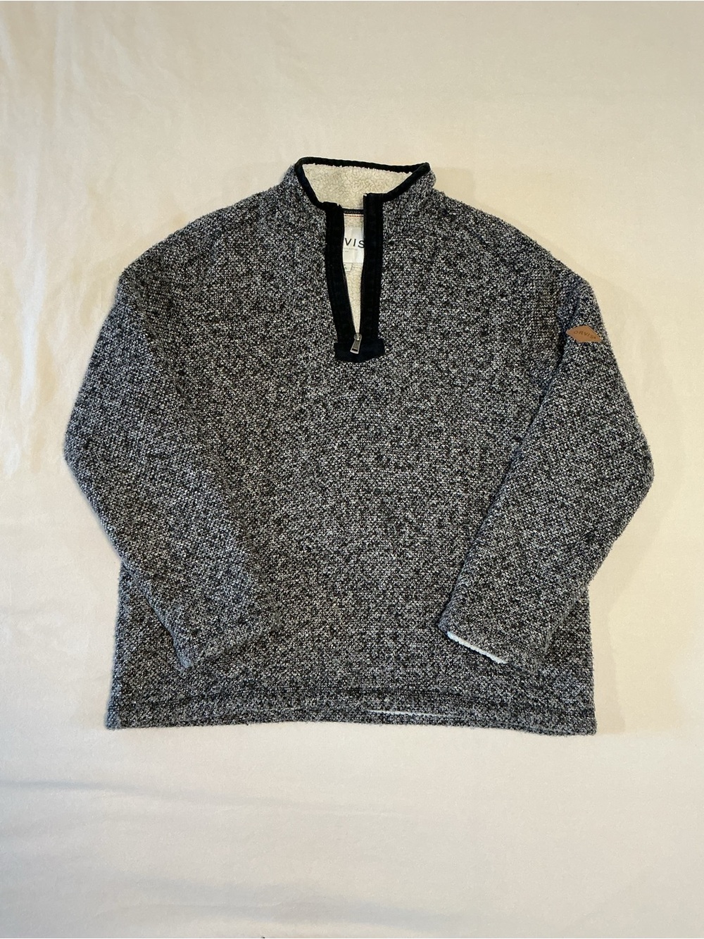 Orvis Gray and Black Marled Half-Zip Sweater